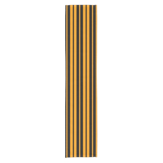 Oranje zwart verticaal stripes patroonontwerp korte tafelloper (Voorkant)
