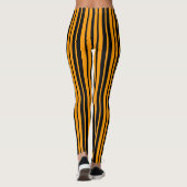 Oranje zwart verticaal stripes patroonontwerp leggings (Achterkant)