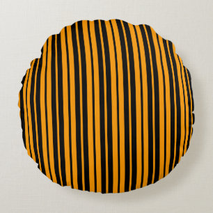 Oranje zwart verticaal stripes patroonontwerp rond kussen