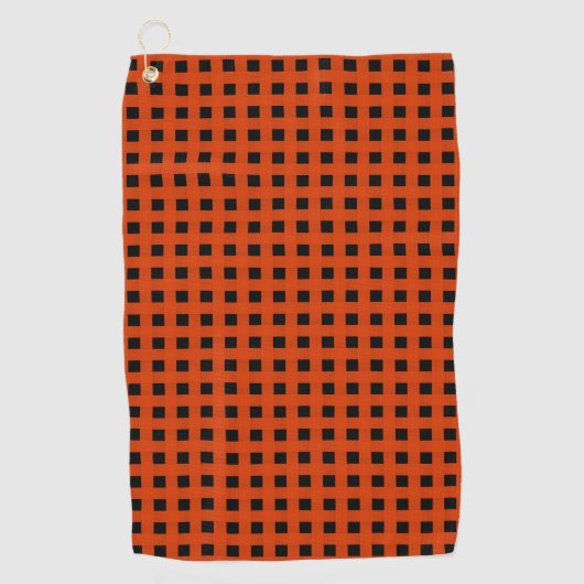 Oranje zwart weefpatroon golfhanddoek (Voorkant)