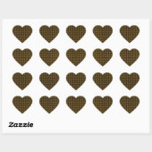 Oranje zwart weefpatroon hart sticker (Vel)