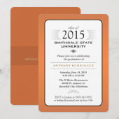 Oranje zwart-wit Afstuderen uitnodiging (Voorkant / Achterkant)
