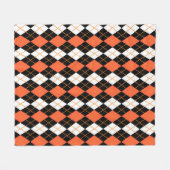 Oranje Zwart Wit Argyle Diamant Ontwerp  Fleece Deken (Voorkant (Horizontaal))