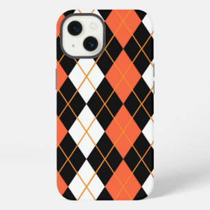 Oranje Zwart Wit Argyle Diamant Ontwerp  iPhone 13 Hoesje