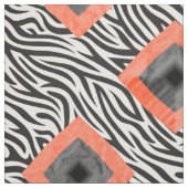 Oranje zwart wit diamantpatroon stof (Swatch)