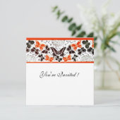 ORANJE ZWART WIT  FANCY VLINDERS KAART (Staand voorkant)