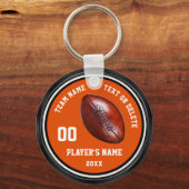 Oranje, zwart, wit, gepersonaliseerd Football cade Sleutelhanger (Voorkant)