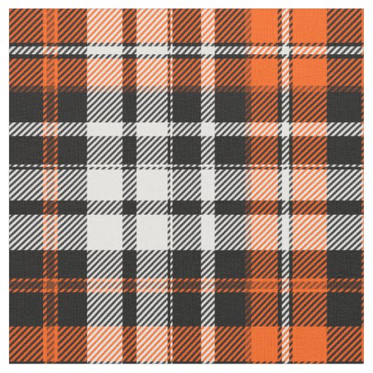 Oranje Zwart Wit Geruite Tartan Patroon Ontwerp Stof (Close Up)