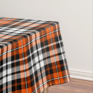 Oranje Zwart Wit Geruite Tartan Patroon Ontwerp Tafelkleed