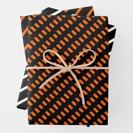 Oranje, Zwart & Wit Inpakpapier Vel
