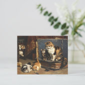  Oranje zwart-wit kat met Kittens Briefkaart (Staand voorkant)