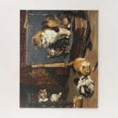  Oranje zwart-wit kat met Kittens Legpuzzel (Verticaal)