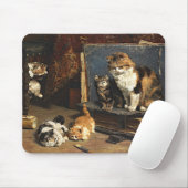  Oranje zwart-wit kat met Kittens Muismat (Met muis)