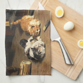  Oranje zwart-wit kat met Kittens Theedoek (Quarter Fold)