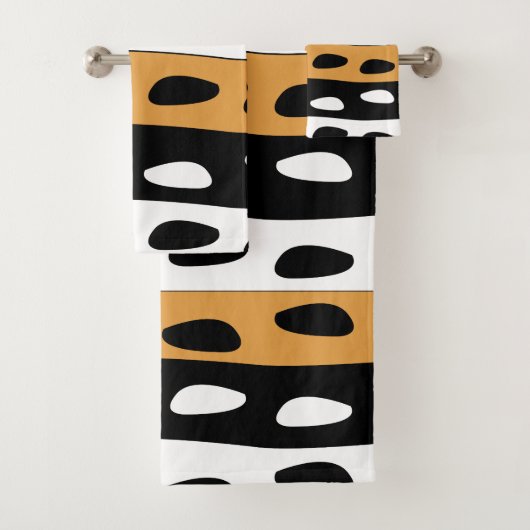 Oranje Zwart Wit Strepen Bad Handdoek (Insitu)