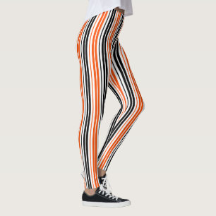 Oranje Zwart Wit Strepen Patroon Ontwerp Leggings