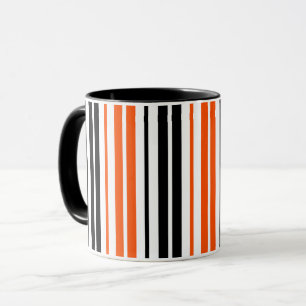 Oranje Zwart Wit Strepen Patroon Ontwerp  Mok