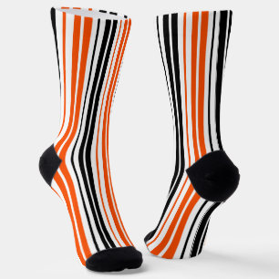 Oranje Zwart Wit Strepen Patroon Ontwerp  Sokken