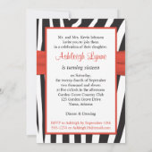 Oranje, zwart, wit Zebra, 16e verjaardag Uitnodigi Kaart (Achterkant)