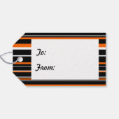 Oranje, Zwart, Witte Barcode Streep Cadeaulabel (Achterkant Horizontaal)