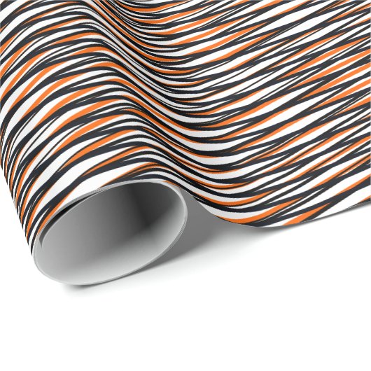 Oranje Zwart Witte Moiré Strepen - Trippy Abstract Cadeaupapier (Rol Hoek)