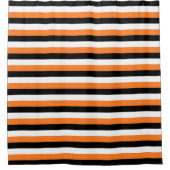Oranje, zwart, witte strepen douchegordijn (Voorkant)