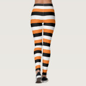 Oranje, zwart, witte strepen leggings (Achterkant)