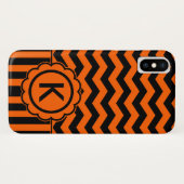 Oranje zwart Zig Zag Monogram Case-Mate iPhone Case (Achterkant (horizontaal))