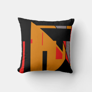 Oranje Zwart Zuidwest Kleuren Geometrisch Abstract Kussen