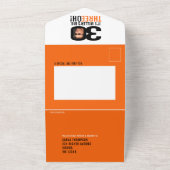 Oranje zwarte 30e Verjaardag feest aangepaste foto All In One Uitnodiging (Buitenkant)