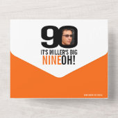 Oranje zwarte 90ste Verjaardagsfeest aangepaste fo All In One Uitnodiging (Achterkant)