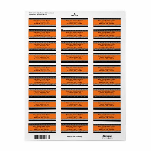 Oranje zwarte aanpasbare versnipperde labels (Full Sheet)