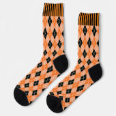 Oranje & zwarte Argyle met Stripes Crew Sokken (Links)