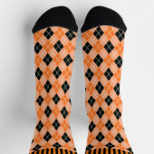 Oranje & zwarte Argyle met Stripes Crew Sokken (Top)