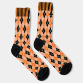 Oranje & zwarte Argyle met Stripes Crew Sokken (Rechts)