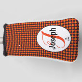 Oranje Zwarte Argyle Monogram Golfers Favoriet Golfheadcover (Voorkant)