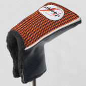 Oranje Zwarte Argyle Monogram Golfspeelster Favori Golfheadcover (3/4 voorkant)