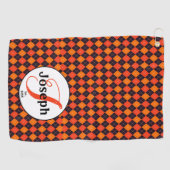 Oranje Zwarte Argyle Monogram Golfspeelsters Favor Golfhanddoek (Horizontaal)