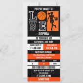 Oranje Zwarte Basketbal Meisje Verjaardagskaart Kaart (Voorkant)