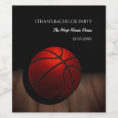 Oranje zwarte basketbal verjaardagsfeestje kampioe wijn etiket (Enkel label)