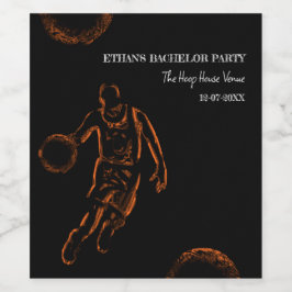 Oranje zwarte basketbal verjaardagsfeestje kampioe wijn etiket