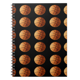 Oranje zwarte Basketball Pattern, Notitieboek