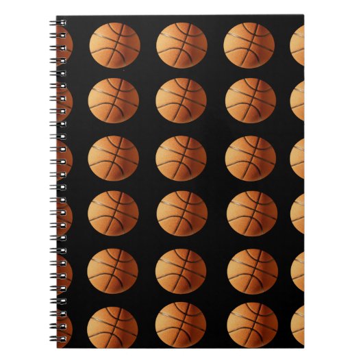 Oranje zwarte Basketball Pattern, Notitieboek (Voorkant)