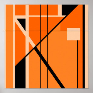 Oranje zwarte beige middeneeuwse moderne kunst poster