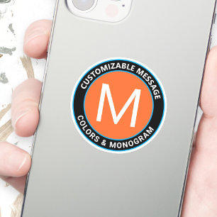 Oranje zwarte blauwe cirkeltekst sticker