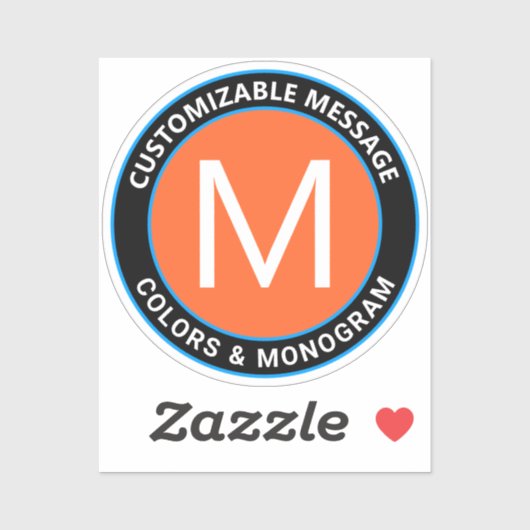 Oranje zwarte blauwe cirkeltekst sticker (Vel)