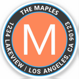 Oranje zwarte blauwe cirkeltekst Transparantie Sticker