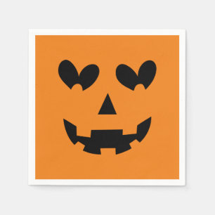 Oranje & Zwarte Blij Hart Pompoen Halloween Feestj Servet