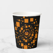 Oranje zwarte bocht, pompoen op vierkant Halloween Papieren Bekers (Achterkant)