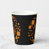 Oranje zwarte bocht, pompoen op vierkant Halloween Papieren Bekers (Links)